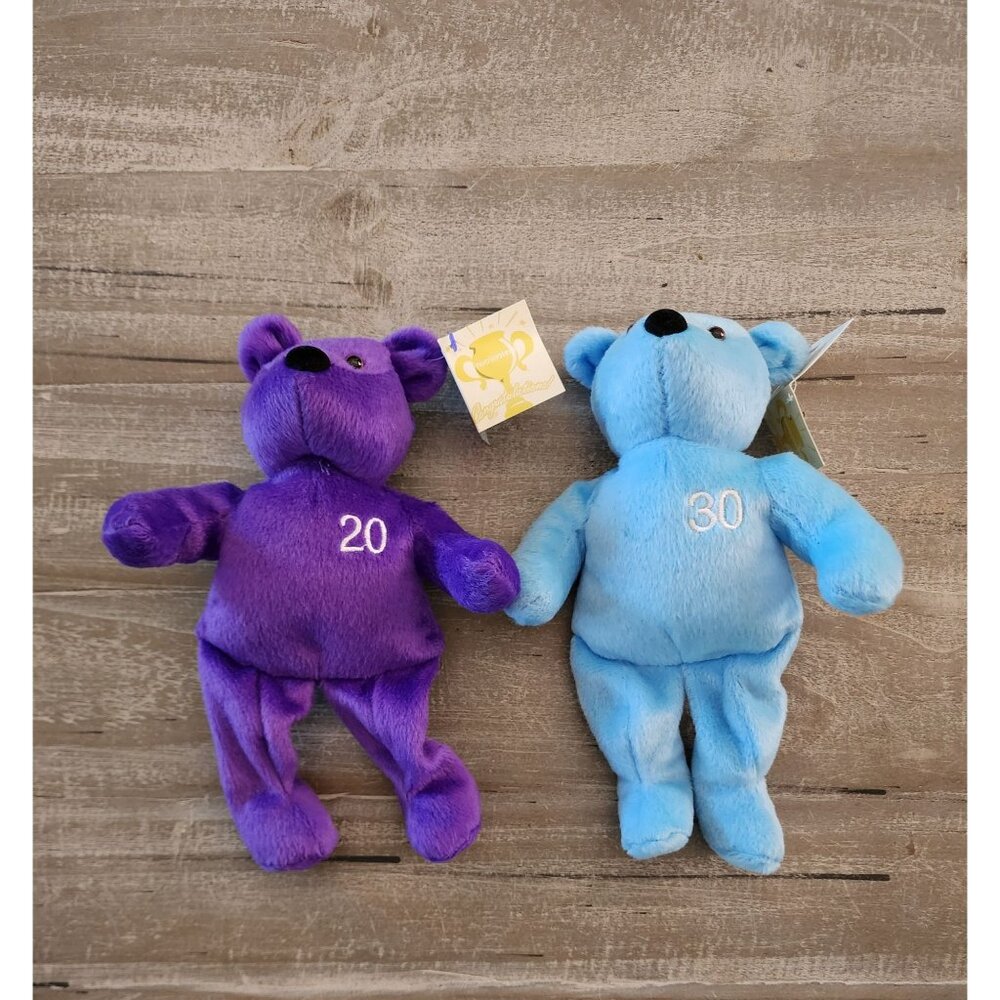 Nutrisystem Celebration Bears  20‎ & 30 Lbs Purple & Blue Plush Collectible